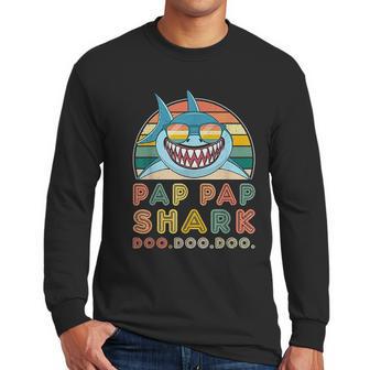 Pap Pap Shark Father Day Gifts For Men Grandpa Shark Men Long Sleeve Tshirt | Favorety