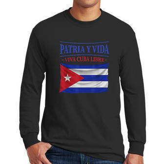 Patria Y Vida Vintage Flag For Cuba Lover Men Long Sleeve Tshirt | Favorety CA