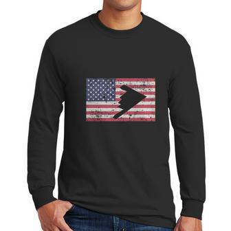 Patriotic B2 Stealth Bomber American Flag T-Shirt Men Long Sleeve Tshirt | Favorety