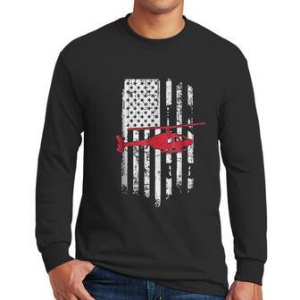 Patriotic Helicopter Flag Helicopter Pilot Gifts Men Long Sleeve Tshirt | Favorety UK