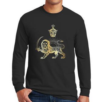 Persian Flag Iranian Lion Sun And Crown Men Long Sleeve Tshirt | Favorety DE