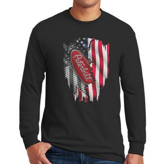 Peterbilt Logo Red Design Usa Flag American Independence Day Truck Fans Patriots Shirts Men Long Sleeve Tshirt | Favorety UK