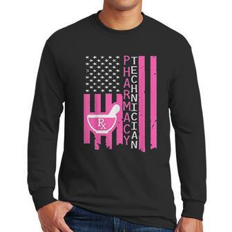 Pharmacy Technician American Flag Men Long Sleeve Tshirt | Favorety