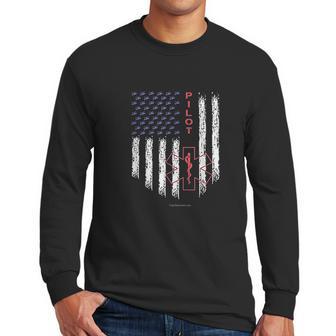 Pilot Ems Helicopter Star Of Life American Flag Men Long Sleeve Tshirt | Favorety AU