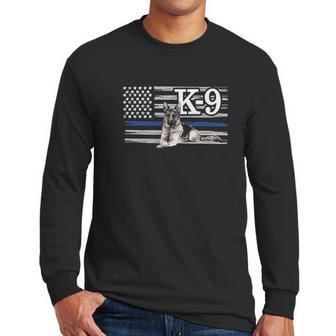 Police K9 Unit Thin Blue Line Flag German Shepherd Men Long Sleeve Tshirt | Favorety DE