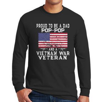 Mens Proud Dad Pop-Pop Vietnam War Veteran - Retro Us Flag Grandpa Men Long Sleeve Tshirt | Favorety DE