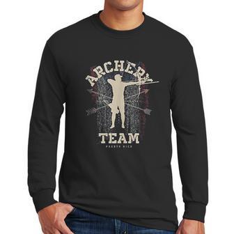 Puerto Rico Archery Team Sports Puerto Rican Flag Bow Men Long Sleeve Tshirt | Favorety CA