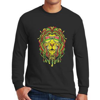 Rastafari Lion Dreadlock Jamaican Flag Reggae Music Rasta Men Long Sleeve Tshirt | Favorety UK