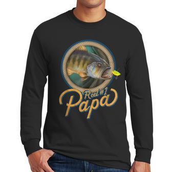 Mens Reel 1 Papa Best Father Dad Fishing Men Long Sleeve Tshirt | Favorety CA