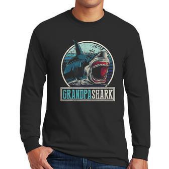 Retro Animal Grandfather Fathers Day Gift Grandpa Shark Men Long Sleeve Tshirt | Favorety UK