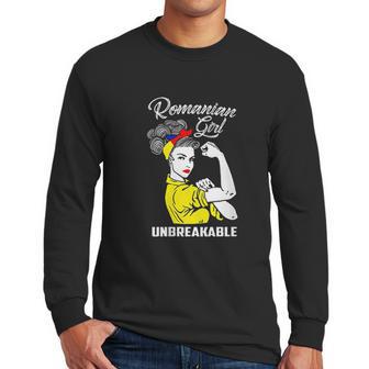 Romanian Girl Unbreakable Heritage Romania Flag Gift Men Long Sleeve Tshirt | Favorety DE