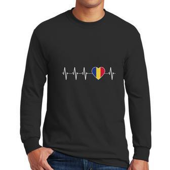 Romanian Heartbeat I Love Romania Heart Flag Men Long Sleeve Tshirt | Favorety AU