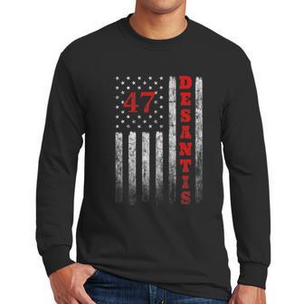 Ron Desantis 2024 American Flag Vintage Faded Distressed Men Long Sleeve Tshirt | Favorety UK