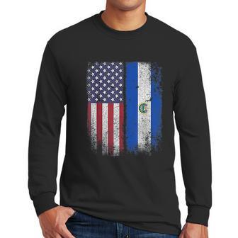 Salvadoran American Flag Men Long Sleeve Tshirt | Favorety