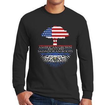 Salvadoran Roots American Grown Tree Flag Usa El Salvador Men Long Sleeve Tshirt | Favorety CA