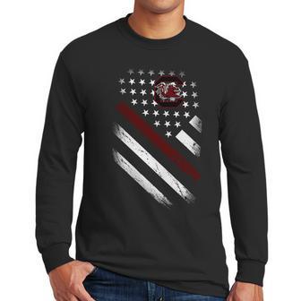 South Carolina Gamecocks American Flag Men Long Sleeve Tshirt | Favorety