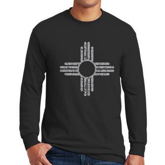 Strange Cargo New Mexico State Flag Distressed Black Men Long Sleeve Tshirt | Favorety CA