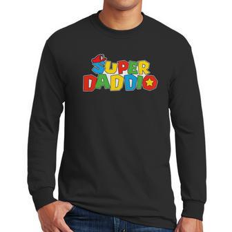 Super-Daddio Funny Dad Daddy Father Video Game Lovers Men Long Sleeve Tshirt | Favorety