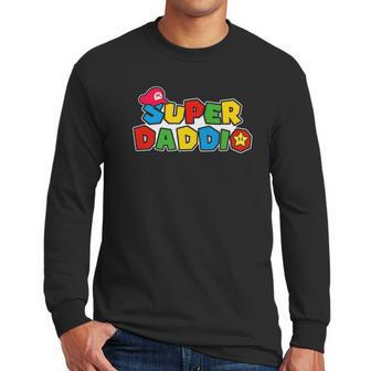 Super Daddio Funny Dad Daddy Fathers Day Video Game Lover Men Long Sleeve Tshirt | Favorety CA