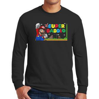 Mens Super-Daddio Funny Dad Daddy Tee Father Video Game Lovers Men Long Sleeve Tshirt | Favorety