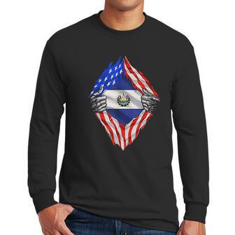 Super Salvadoran Heritage El Salvador Roots Usa Flag Men Long Sleeve Tshirt | Favorety DE