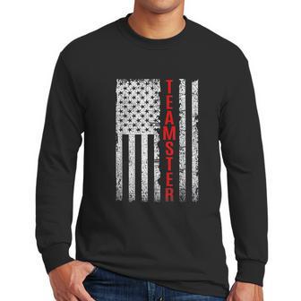 Teamster Proud American Flag Distressed Men Long Sleeve Tshirt | Favorety DE