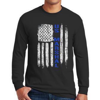 Thin Blue Line Flag American Us Marshal Men Long Sleeve Tshirt | Favorety