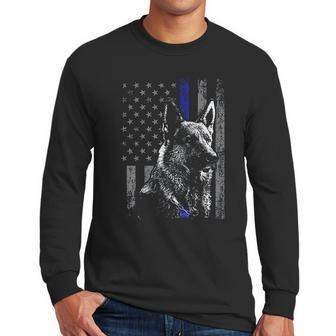 Thin Blue Line Flag K-9 German Shepherd Police Dog Gift Men Men Long Sleeve Tshirt | Favorety AU