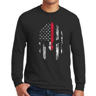 Thin Red Line Spartan Usa Flag Men Long Sleeve Tshirt | Favorety UK