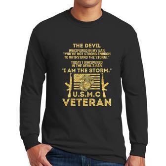 U S M C Veteran I Am The Storm Gold Foil Effect Graphic Design Printed Casual Daily Basic Men Long Sleeve Tshirt | Favorety UK