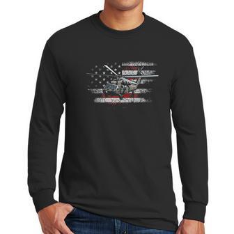 Uh60 Black Hawk Helicopter Vintage Flag Veteran Men Long Sleeve Tshirt | Favorety AU