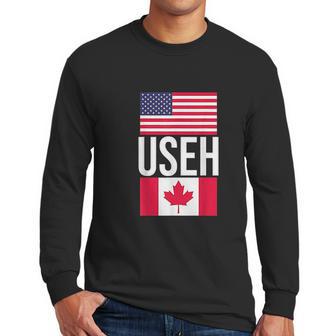 Useh American Pride Us Flag Canadian Flag Gift Canada Men Long Sleeve Tshirt | Favorety CA