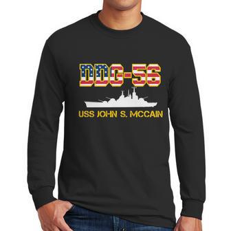 Uss John Mccain Ddg-56 Usa Flag Graphic Design Printed Casual Daily Basic Men Long Sleeve Tshirt | Favorety