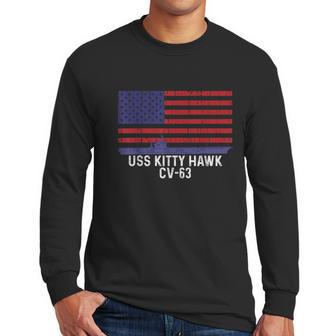 Uss Kitty Hawk Cv63 Aircraft Carrier Vintage Usa Flag Men Long Sleeve Tshirt | Favorety AU