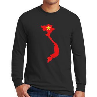 Vietnam Country Map With Vietnamese Flag Men Long Sleeve Tshirt | Favorety