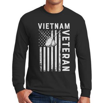 Vietnam Veteran 2022 Black White Great Flag Men Long Sleeve Tshirt | Favorety CA