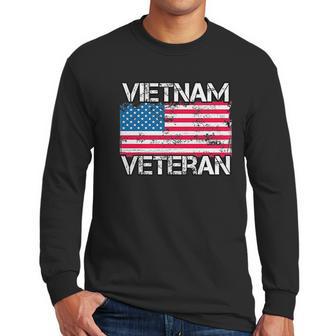 Vietnam Veteran Vintage Us Flag Military Vet Gift Men Long Sleeve Tshirt | Favorety UK