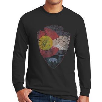 Vintage Colorado Flag Arrowhead Retro Fade Men Long Sleeve Tshirt | Favorety