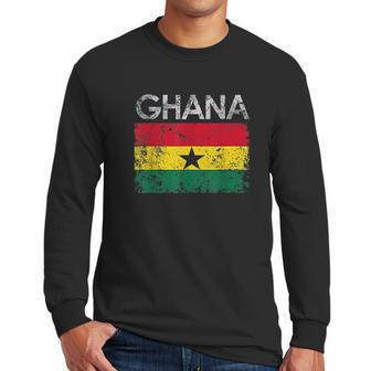 Vintage Ghana Ghanaian Flag Pride Gift Men Long Sleeve Tshirt | Favorety AU