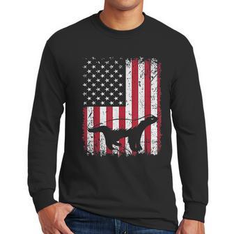 Vintage Honey Badger American Flag Animals Lover Men Long Sleeve Tshirt | Favorety DE