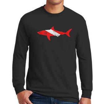 Vintage Shark Scuba Dive Diver Down Flag Emoji Men Long Sleeve Tshirt | Favorety DE