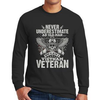 Vintage Us Flag Vietnam Veteran Fathers Day Grandfather Gift Graphic Design Printed Casual Daily Basic Men Long Sleeve Tshirt | Favorety CA