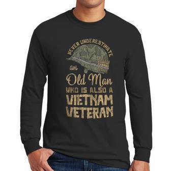 Vintage Veteran Grandpa Proud Army Vietnam Veteran Old Man Men Long Sleeve Tshirt | Favorety AU