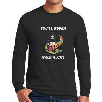 You Never Walk Alone Austim Awareness Dad And Son Men Long Sleeve Tshirt | Favorety UK