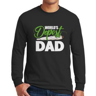 Weed Worlds Dopest Dad Funny Leaf Fashion Graphic Design Printed Casual Daily Basic Men Long Sleeve Tshirt | Favorety AU