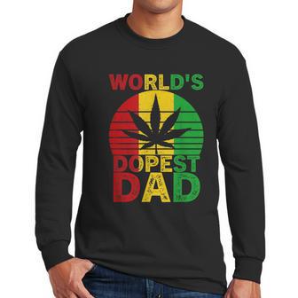 Worlds Dopest Dad Vintage Weed Leaf Cannabis Marijuana Men Long Sleeve Tshirt | Favorety DE