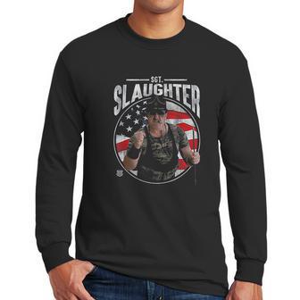 Wwe Sgt Slaughter With Flag Men Long Sleeve Tshirt | Favorety