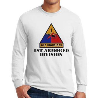 Army 1St Armored Division Full Color Veteran Men Long Sleeve Tshirt | Favorety CA