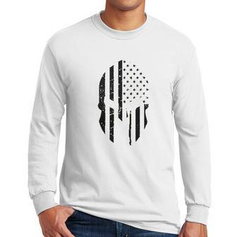 Black American Flag In Spartan Men Long Sleeve Tshirt | Favorety CA