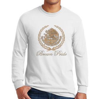 Brown Pride Mexican Heritage Flag Men Long Sleeve Tshirt | Favorety AU